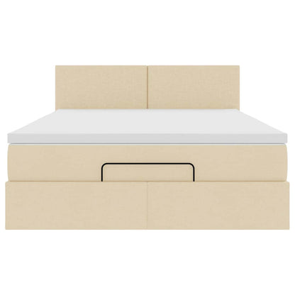 Ottoman-Bett mit Matratze Creme 140x200 cm Stoff