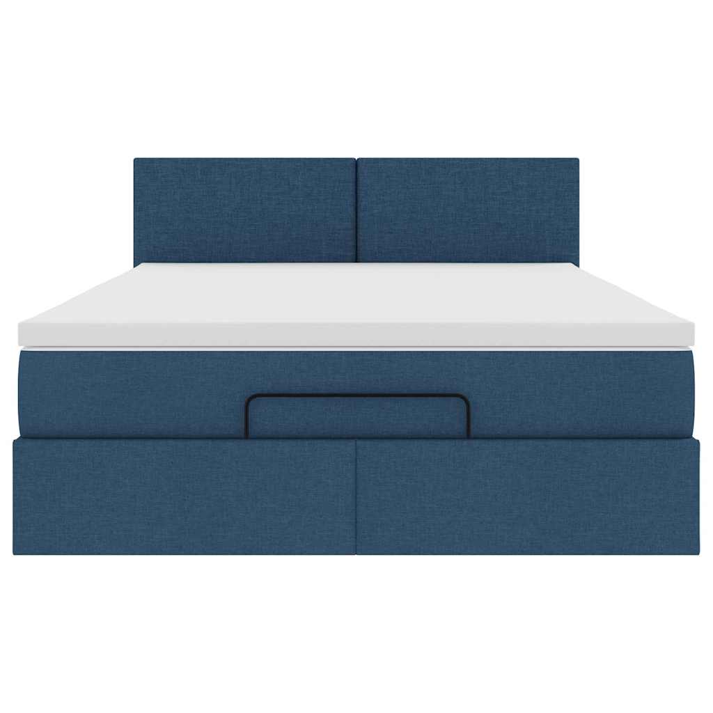 Ottoman-Bett mit Matratze Blau 140x200 cm Stoff