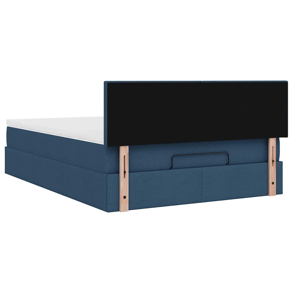 Ottoman-Bett mit Matratze Blau 140x200 cm Stoff