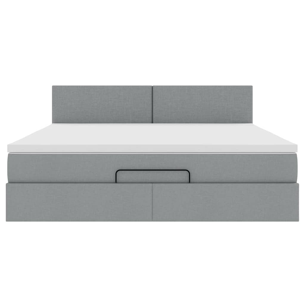 Ottoman-Bett mit Matratze Hellgrau 160x200 cm Stoff