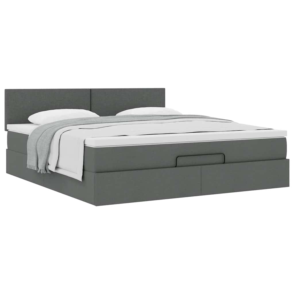 Ottoman-Bett mit Matratze Dunkelgrau 160x200 cm Stoff