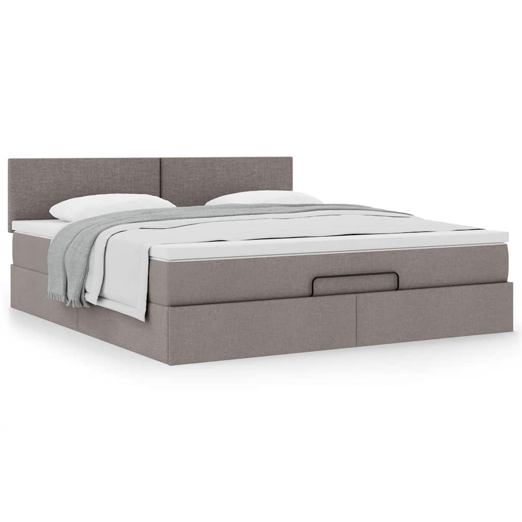 Ottoman-Bett mit Matratze Taupe 160x200 cm Stoff