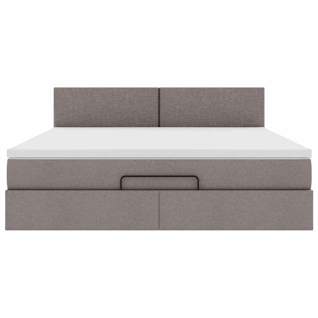 Ottoman-Bett mit Matratze Taupe 160x200 cm Stoff