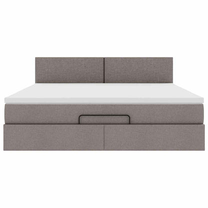 Ottoman-Bett mit Matratze Taupe 160x200 cm Stoff