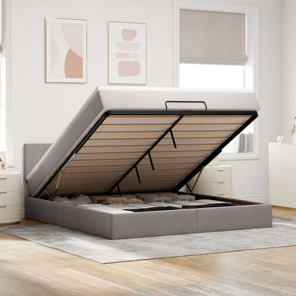 Ottoman-Bett mit Matratze Taupe 160x200 cm Stoff