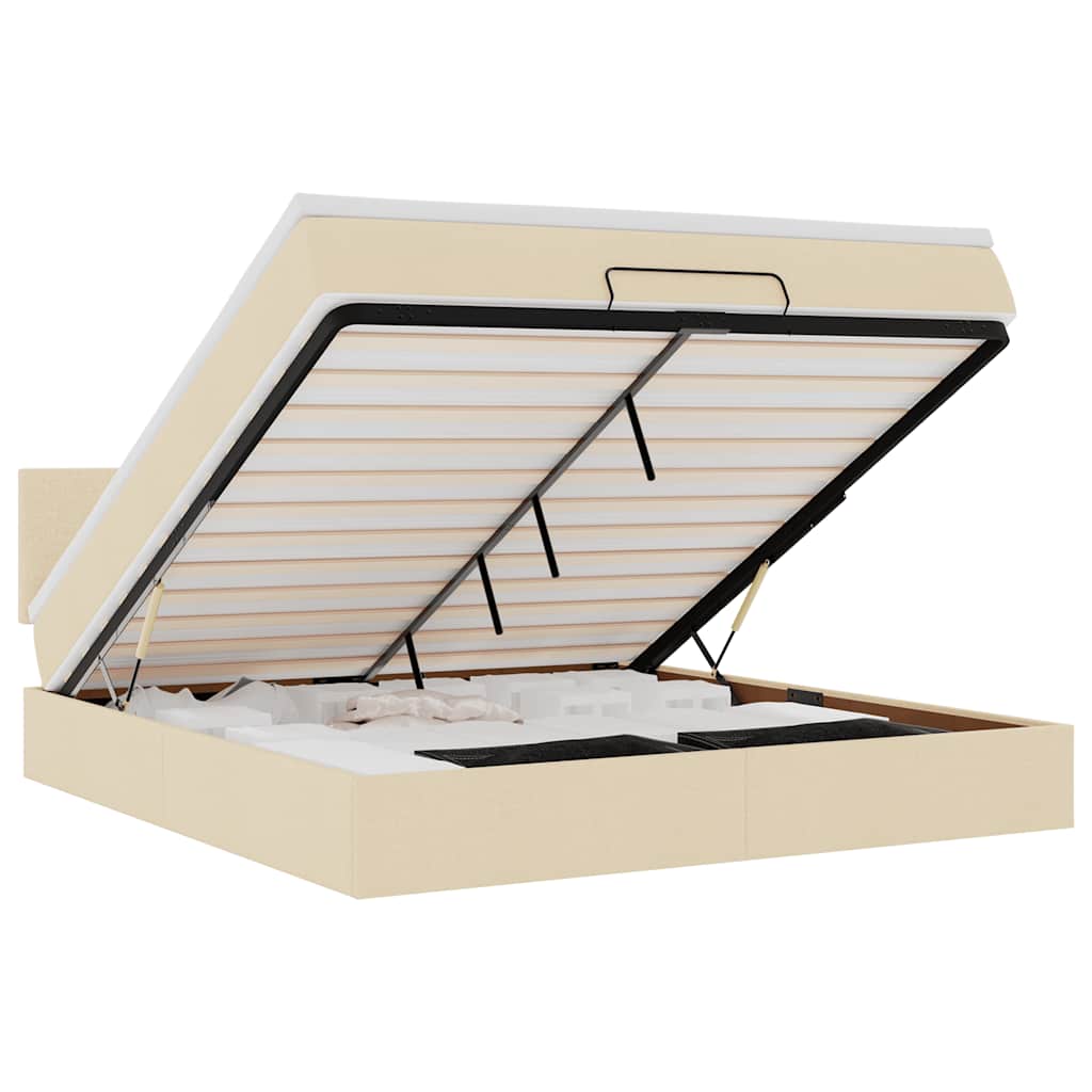 Ottoman-Bett mit Matratze Creme 160x200 cm Stoff