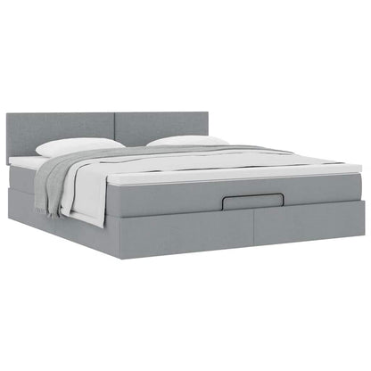 Ottoman-Bett mit Matratze Hellgrau 180x200 cm Stoff