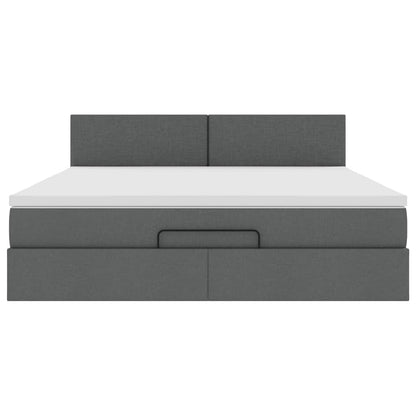 Ottoman-Bett mit Matratze Dunkelgrau 180x200 cm Stoff