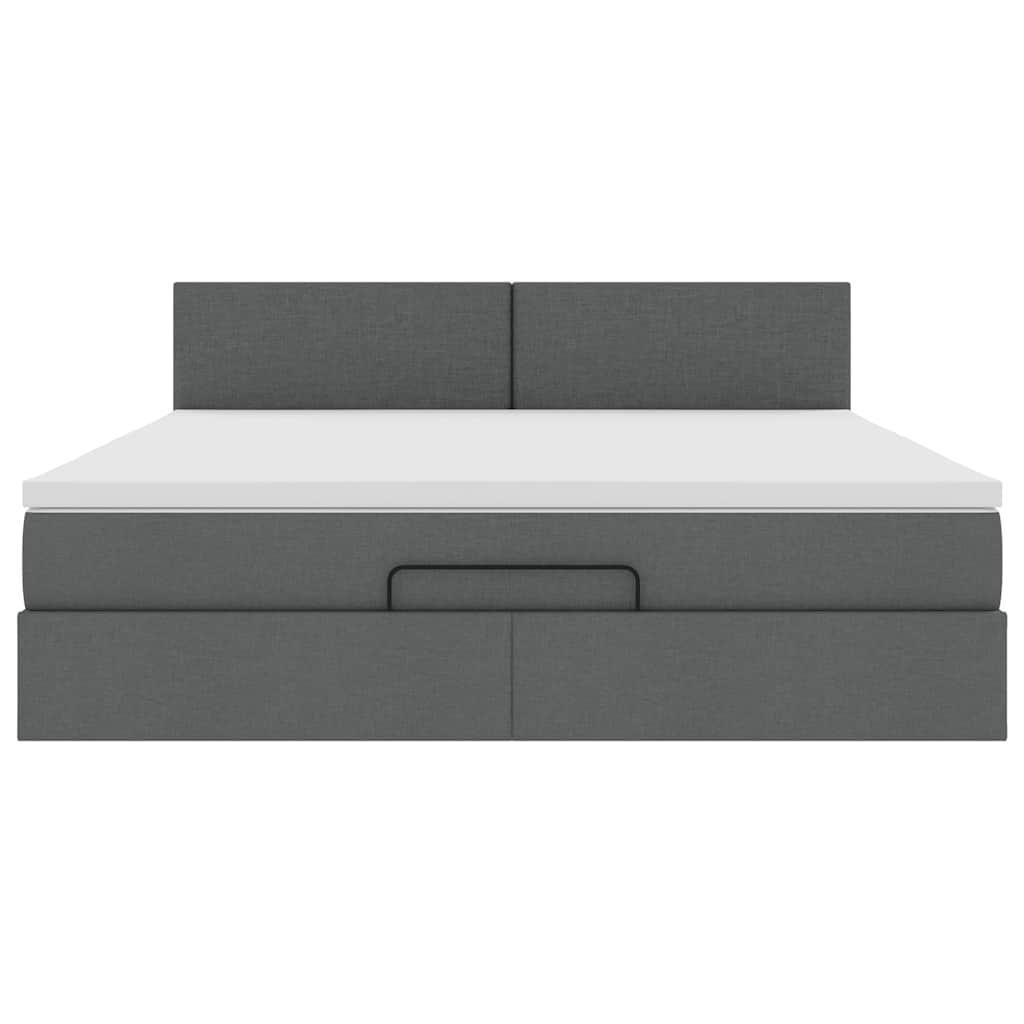 Ottoman-Bett mit Matratze Dunkelgrau 180x200 cm Stoff