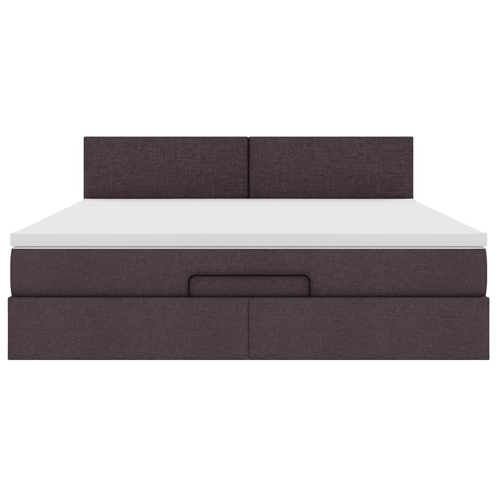 Ottoman bed with mattress dark brown 180x200 cm fabric