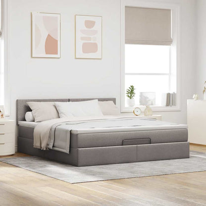 Ottoman-Bett mit Matratze Taupe 180x200 cm Stoff