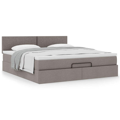 Ottoman-Bett mit Matratze Taupe 180x200 cm Stoff