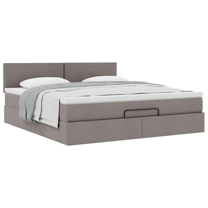Ottoman-Bett mit Matratze Taupe 180x200 cm Stoff