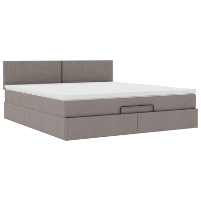 Ottoman-Bett mit Matratze Taupe 180x200 cm Stoff