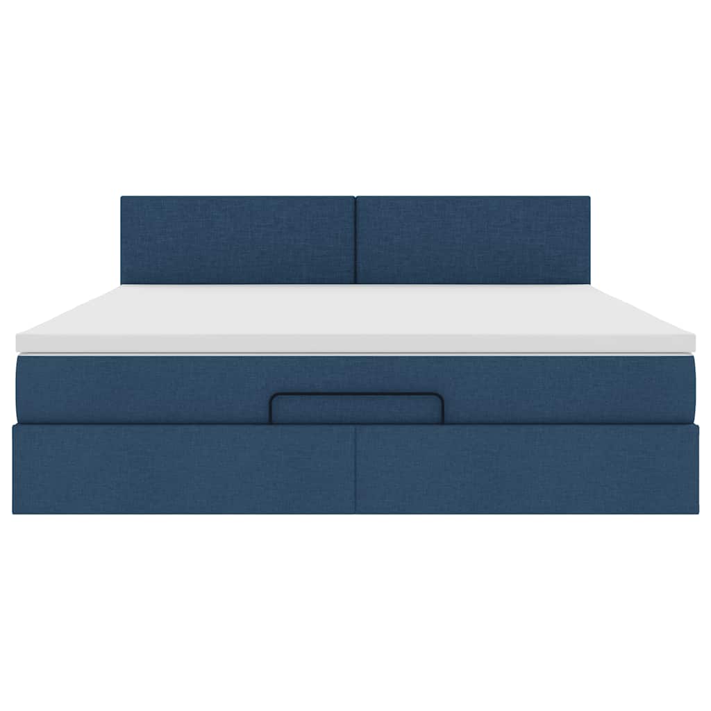 Ottoman-Bett mit Matratze Blau 180x200 cm Stoff