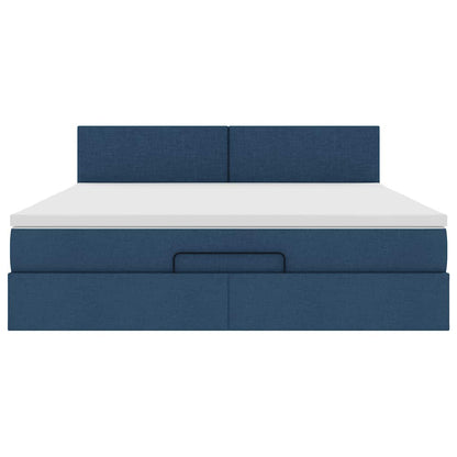 Ottoman-Bett mit Matratze Blau 180x200 cm Stoff