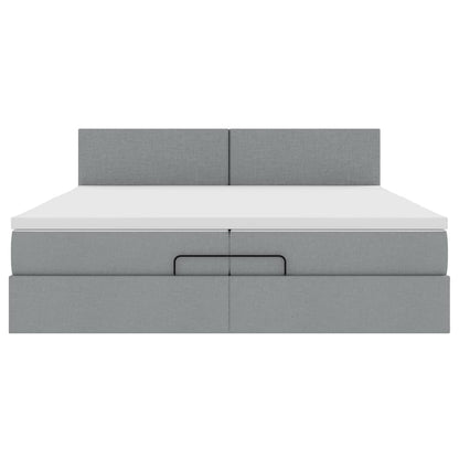 Ottoman-Bett mit Matratze Hellgrau 200x200 cm Stoff