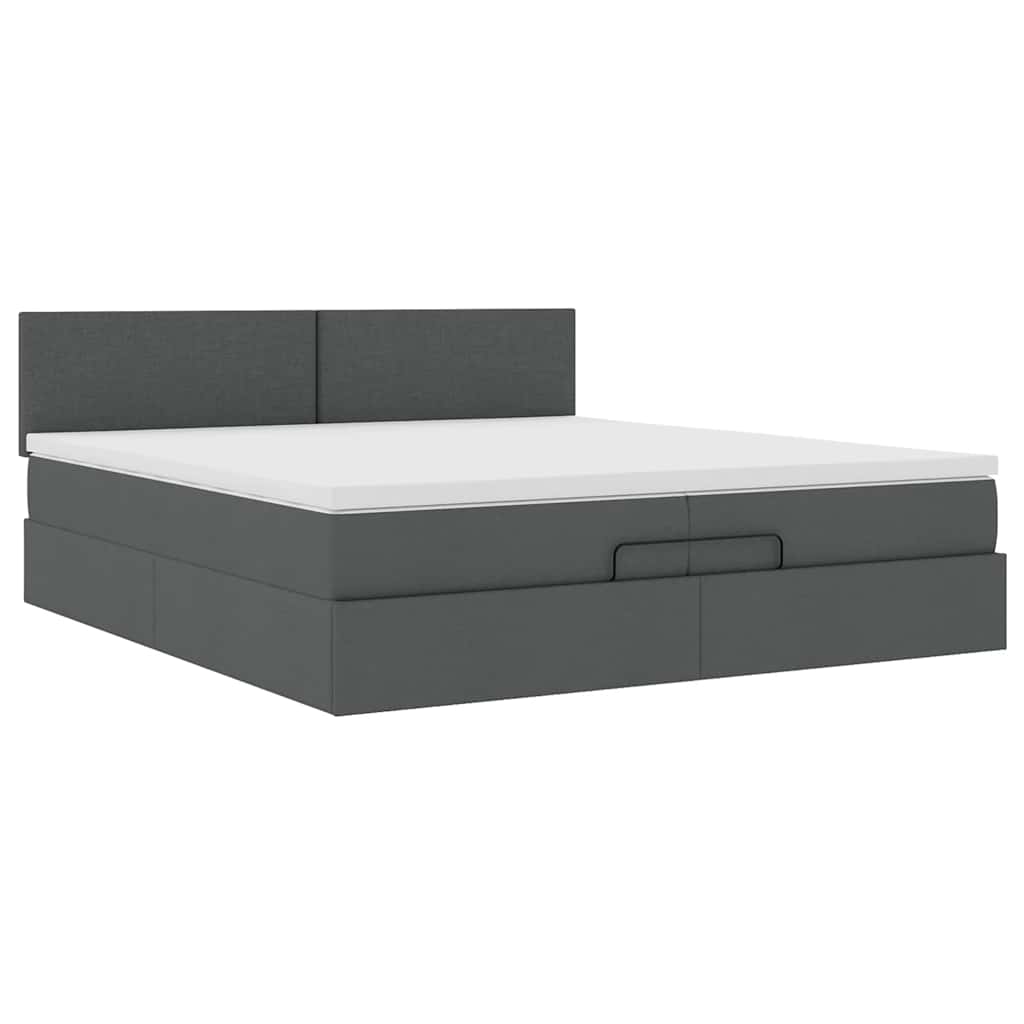 Ottoman-Bett mit Matratze Dunkelgrau 200x200 cm Stoff