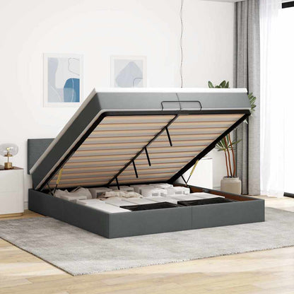 Ottoman-Bett mit Matratze Dunkelgrau 200x200 cm Stoff