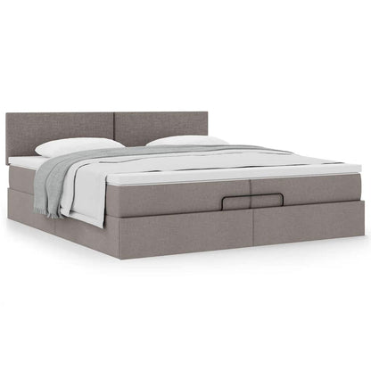 Ottoman-Bett mit Matratze Taupe 200x200 cm Stoff