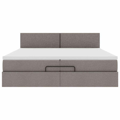 Ottoman-Bett mit Matratze Taupe 200x200 cm Stoff
