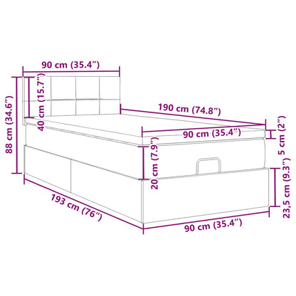 Ottoman-Bett mit Matratze Dunkelgrau 90x190 cm Stoff