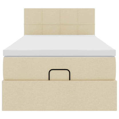 Ottoman-Bett mit Matratze Creme 90x190 cm Stoff