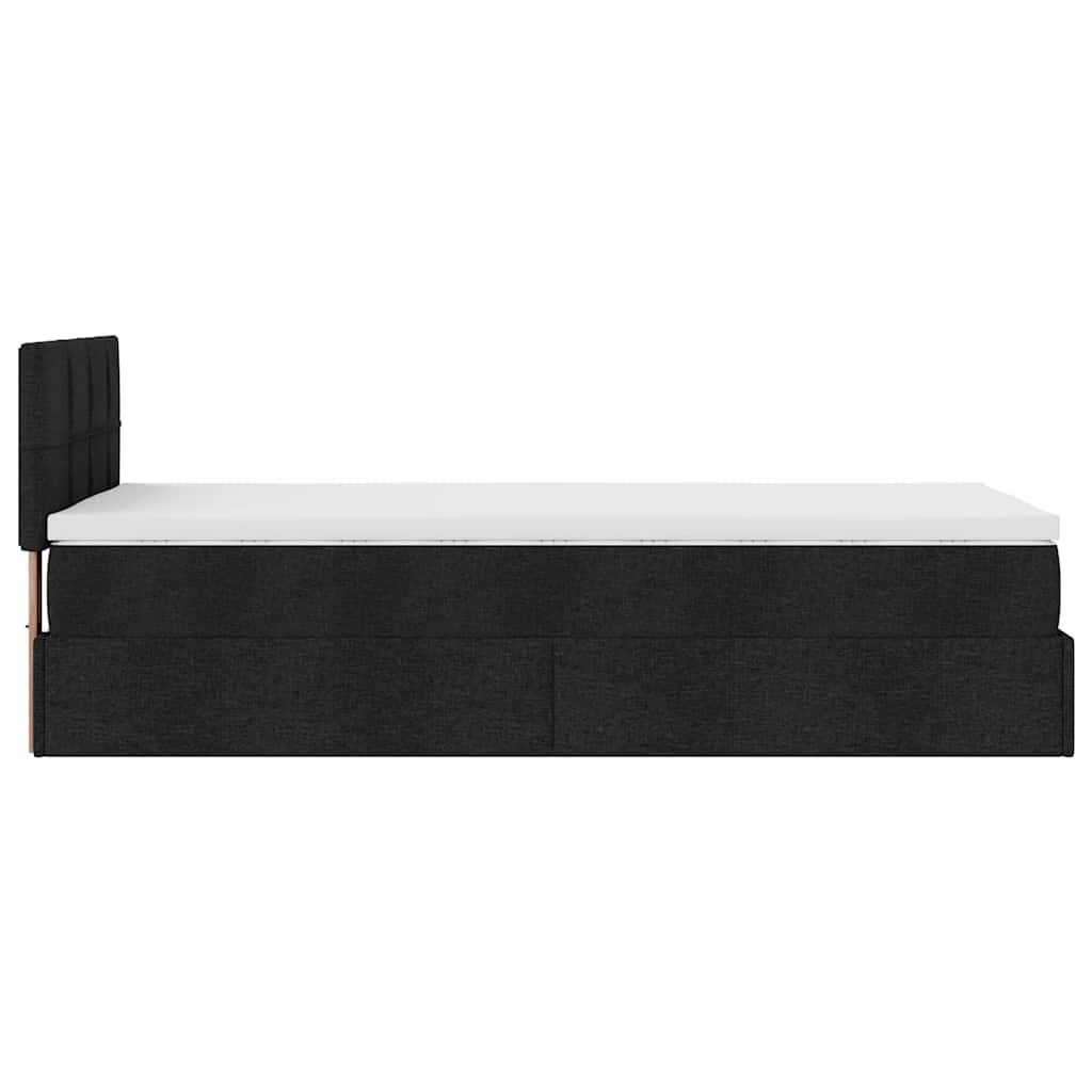 Ottoman bed with mattress black 90x200 cm fabric