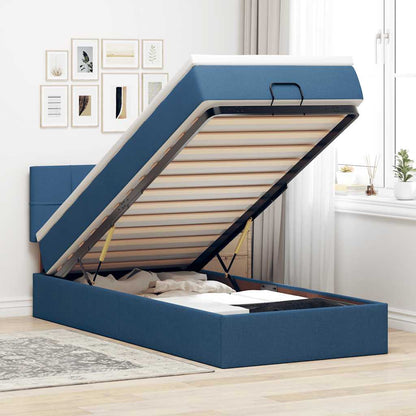 Ottoman-Bett mit Matratze Blau 90x200 cm Stoff