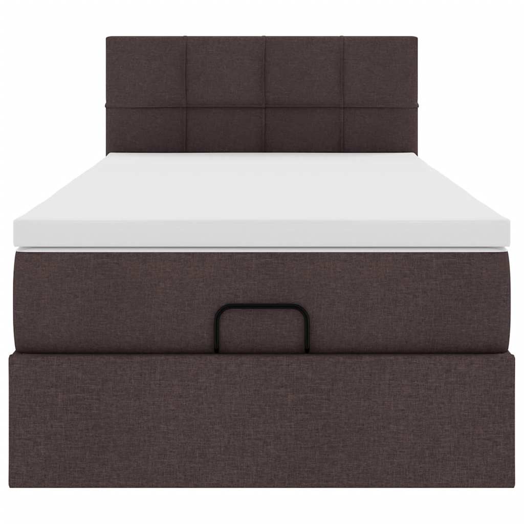 Ottoman bed with mattress dark brown 100x200 cm fabric