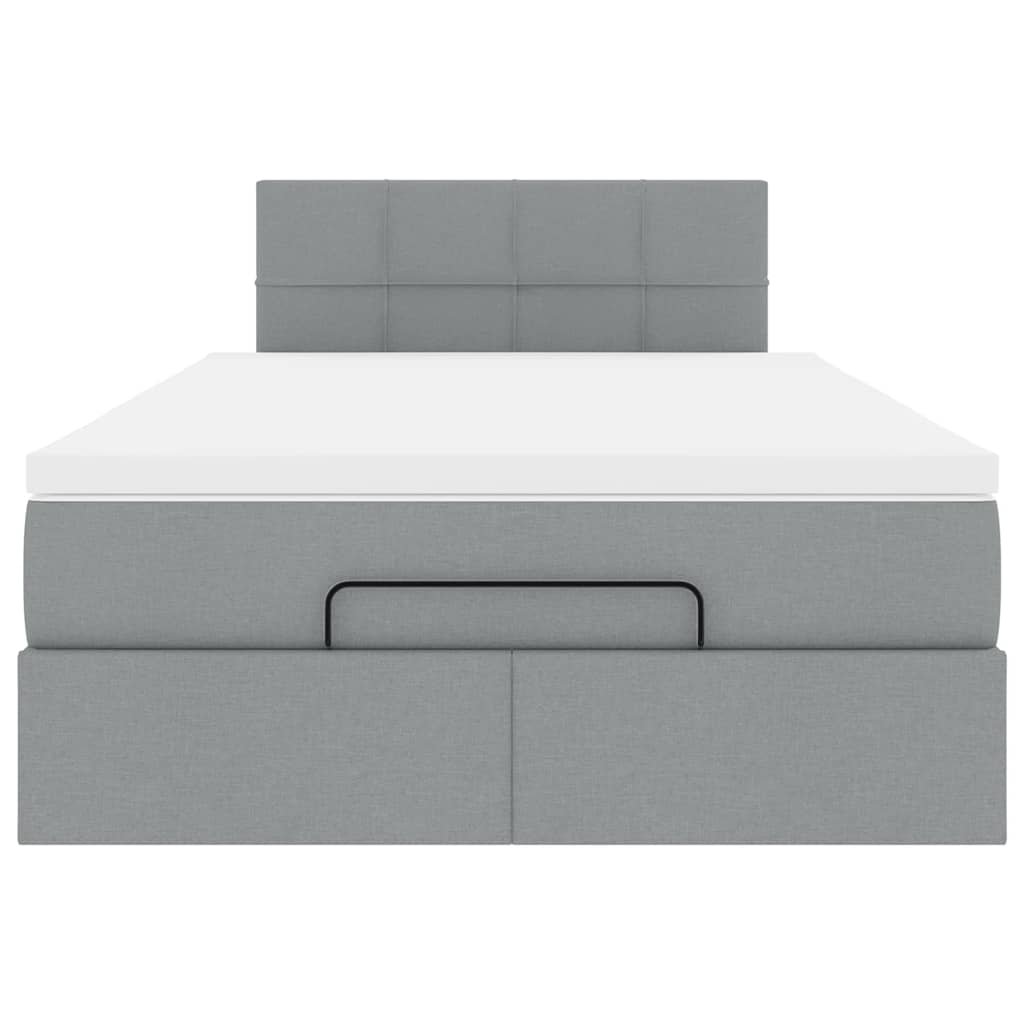 Ottoman-Bett mit Matratze Hellgrau 120x200 cm Stoff