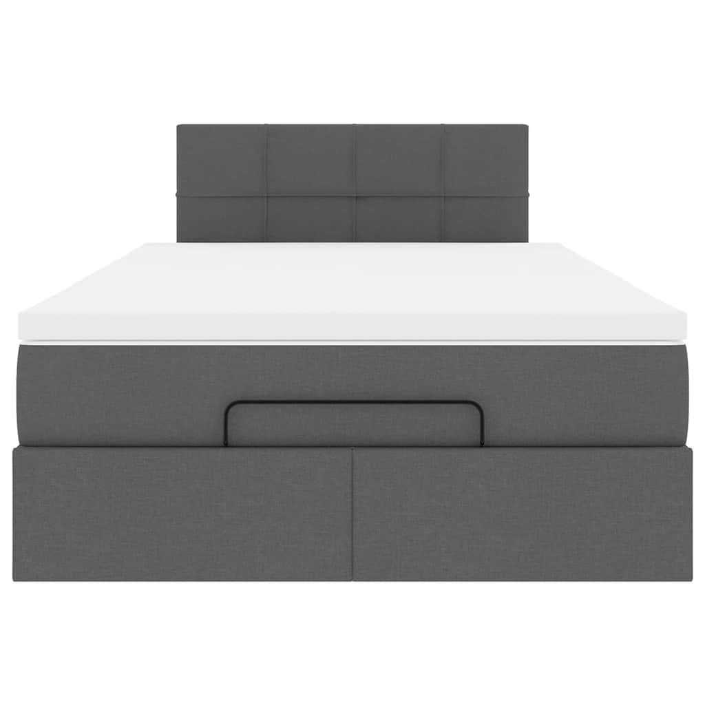 Lit ottoman avec matelas en tissu gris foncé 120x200 cm