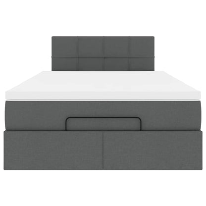 Ottoman-Bett mit Matratze Dunkelgrau 120x200 cm Stoff