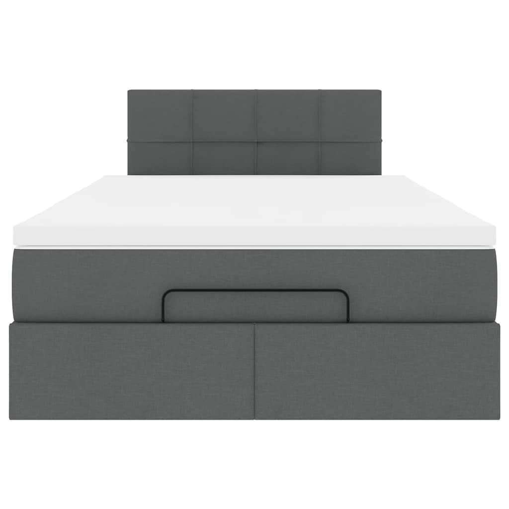 Ottoman-Bett mit Matratze Dunkelgrau 120x200 cm Stoff