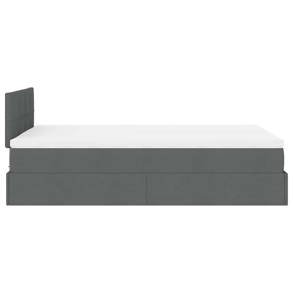 Lit ottoman avec matelas en tissu gris foncé 120x200 cm