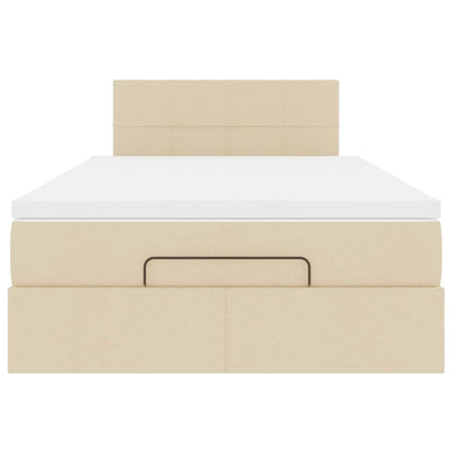 Ottoman-Bett mit Matratze Creme 120x200 cm Stoff
