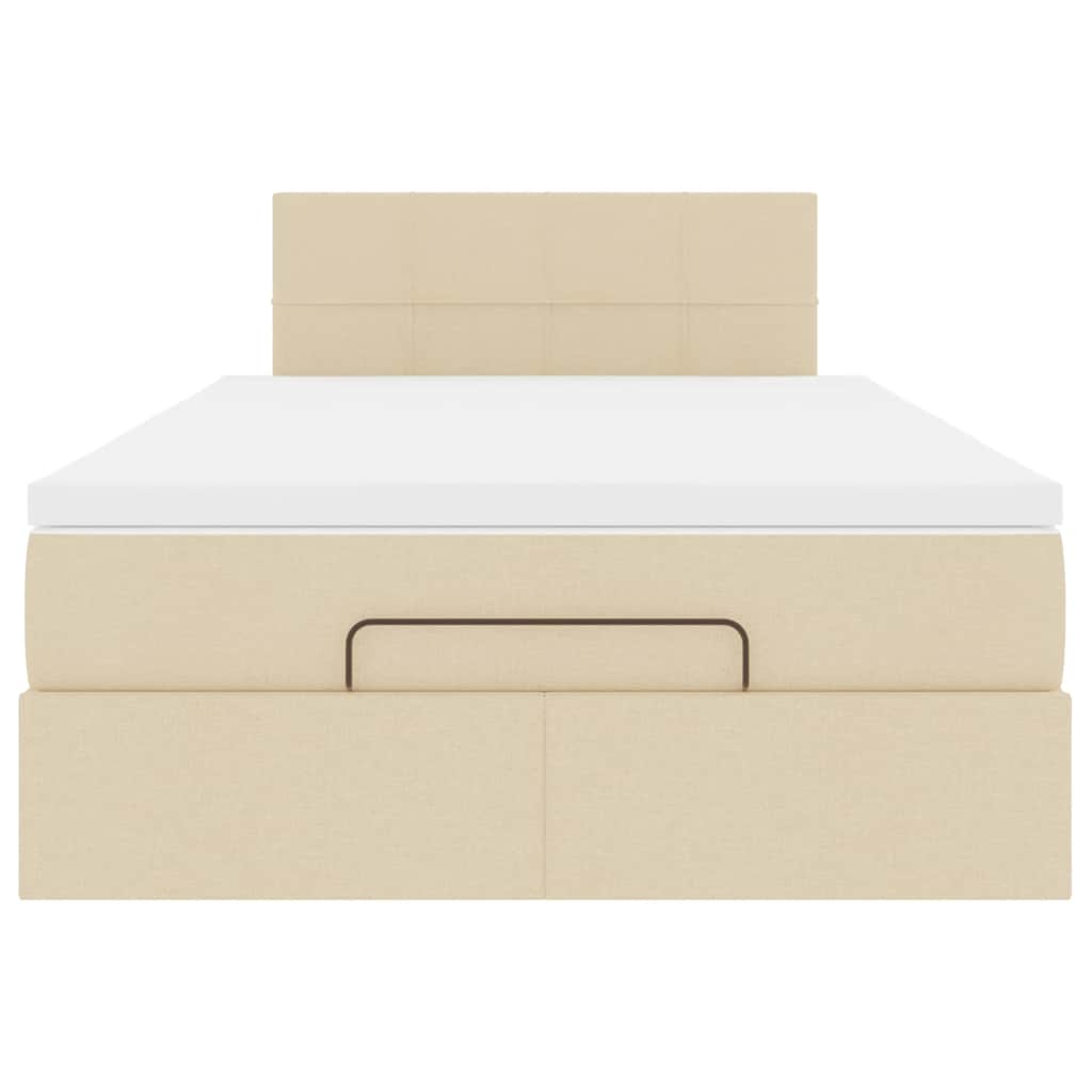 Ottoman-Bett mit Matratze Creme 120x200 cm Stoff
