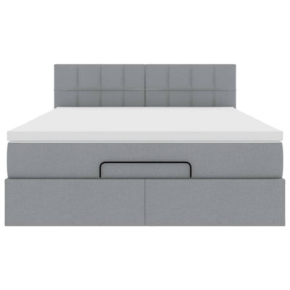 Ottoman-Bett mit Matratze Hellgrau 140x190 cm Stoff