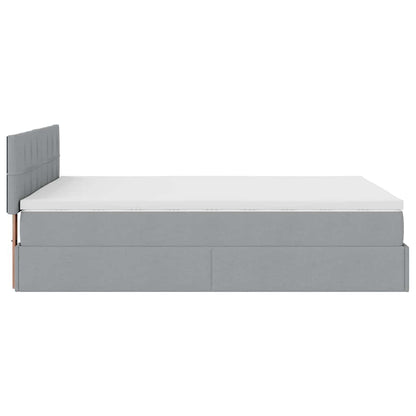 Ottoman-Bett mit Matratze Hellgrau 140x190 cm Stoff