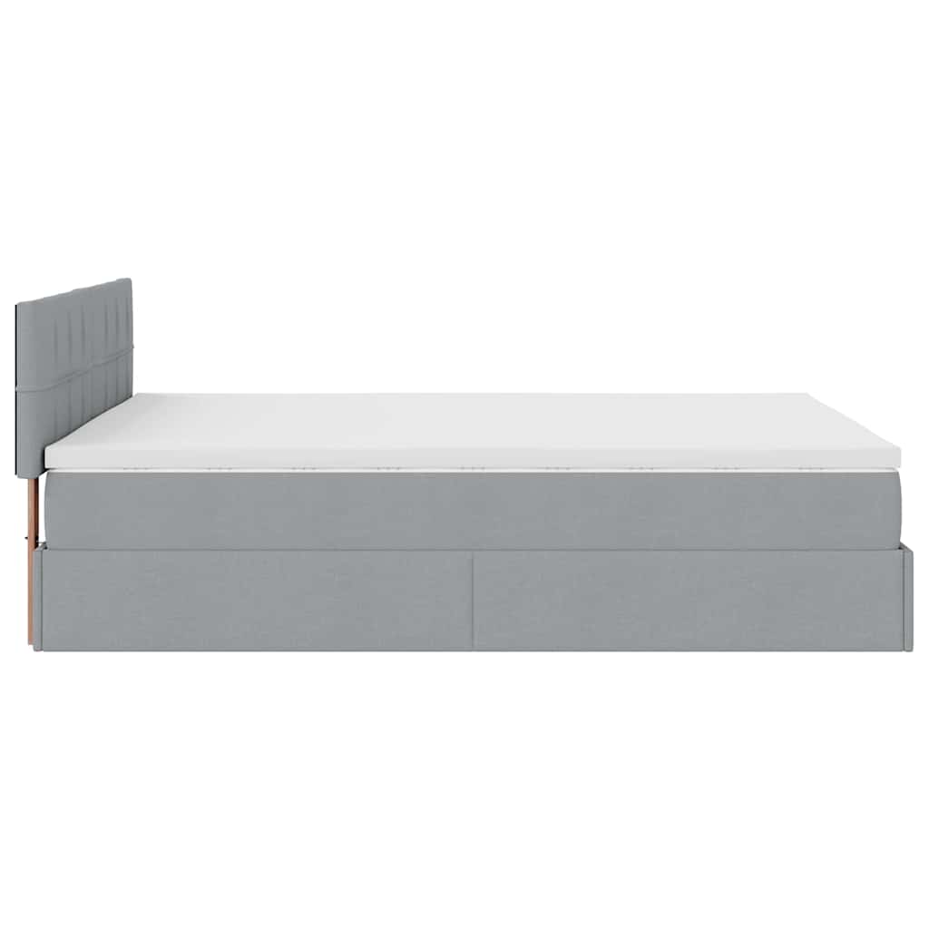Ottoman-Bett mit Matratze Hellgrau 140x190 cm Stoff