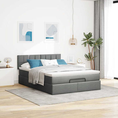 Ottoman-Bett mit Matratze Dunkelgrau 140x190 cm Stoff