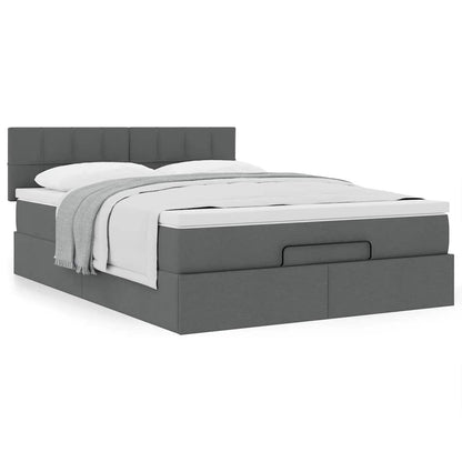 Ottoman-Bett mit Matratze Dunkelgrau 140x190 cm Stoff