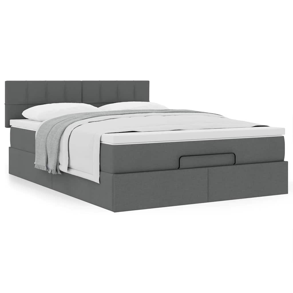 Ottoman-Bett mit Matratze Dunkelgrau 140x190 cm Stoff
