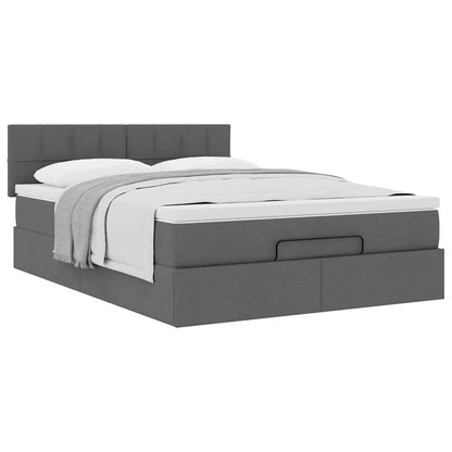 Ottoman-Bett mit Matratze Dunkelgrau 140x190 cm Stoff