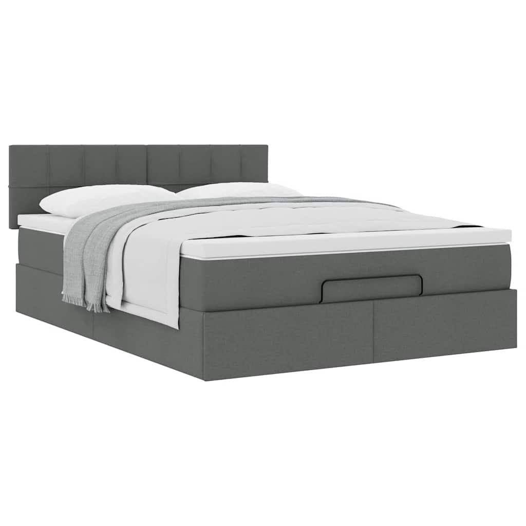 Ottoman-Bett mit Matratze Dunkelgrau 140x190 cm Stoff