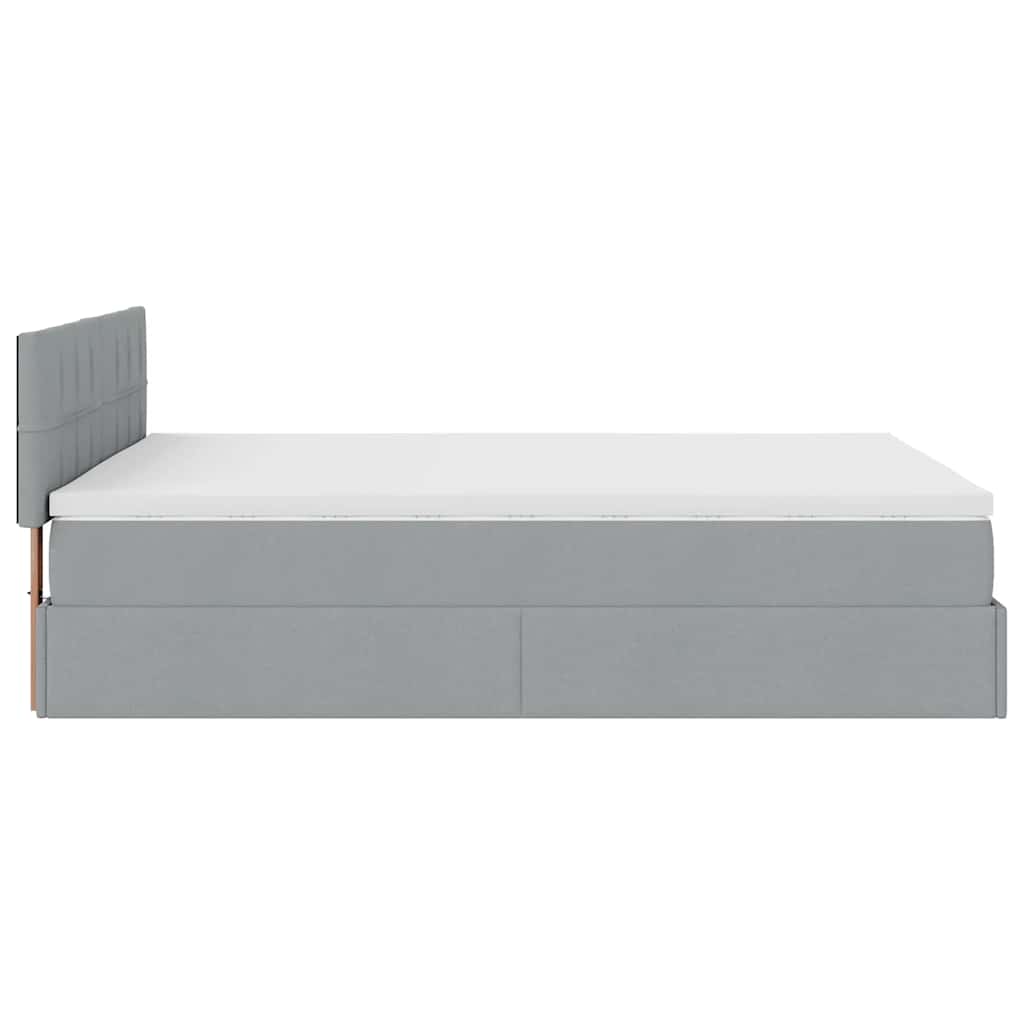 Ottoman-Bett mit Matratze Hellgrau 140x200 cm Stoff