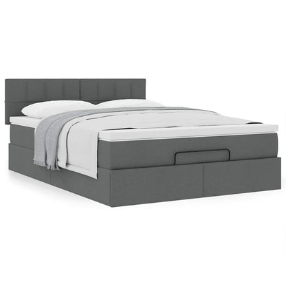 Ottoman-Bett mit Matratze Dunkelgrau 140x200 cm Stoff