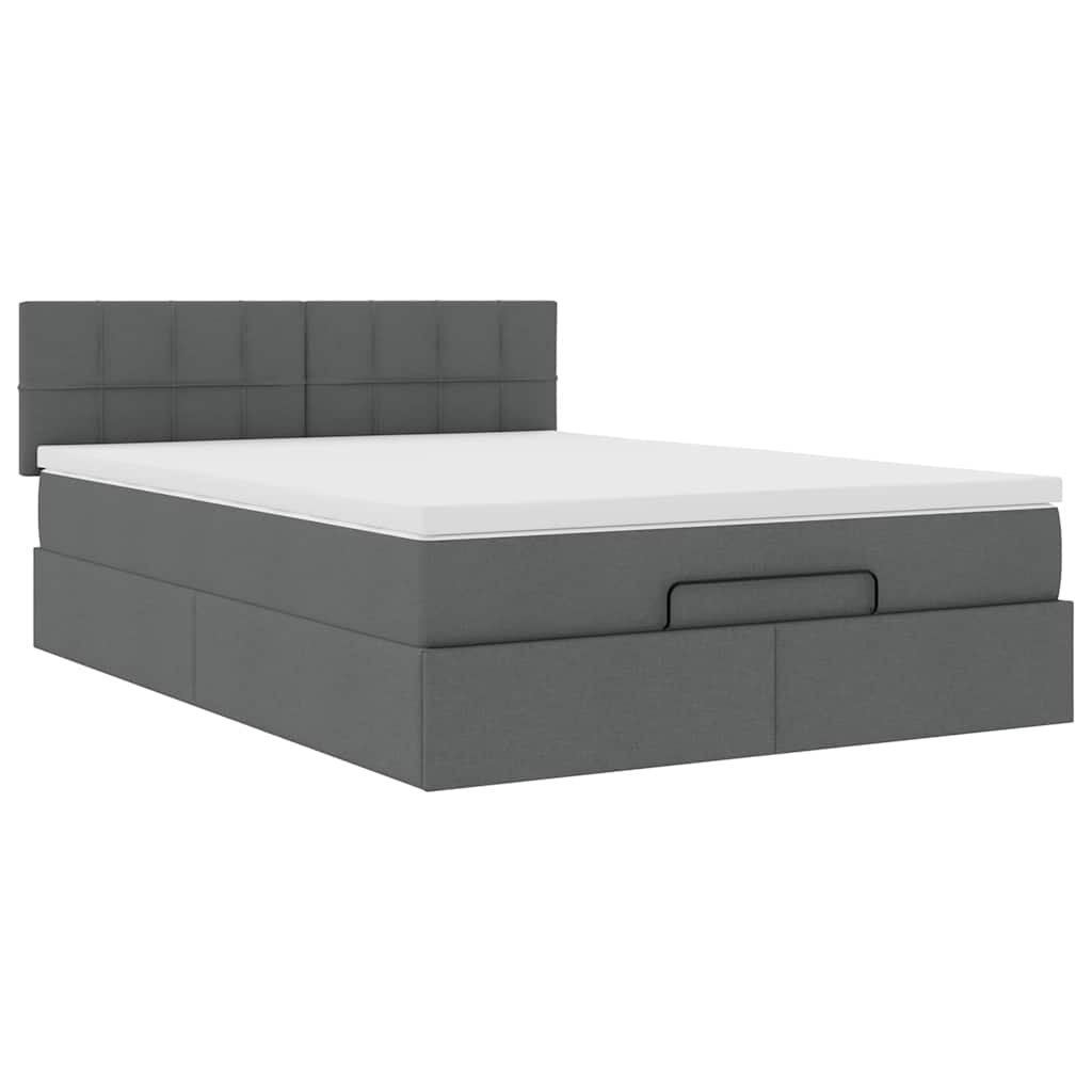 Ottoman-Bett mit Matratze Dunkelgrau 140x200 cm Stoff