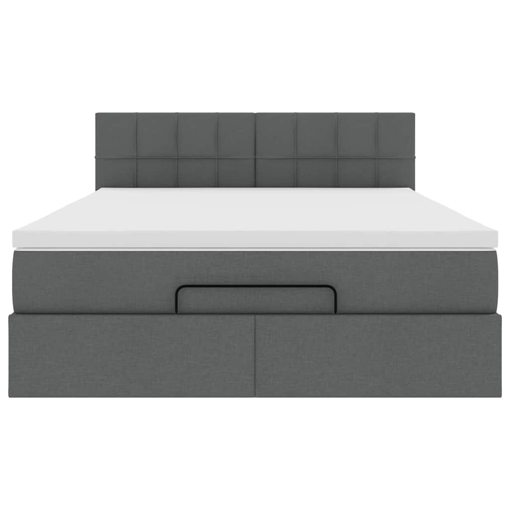 Ottoman-Bett mit Matratze Dunkelgrau 140x200 cm Stoff