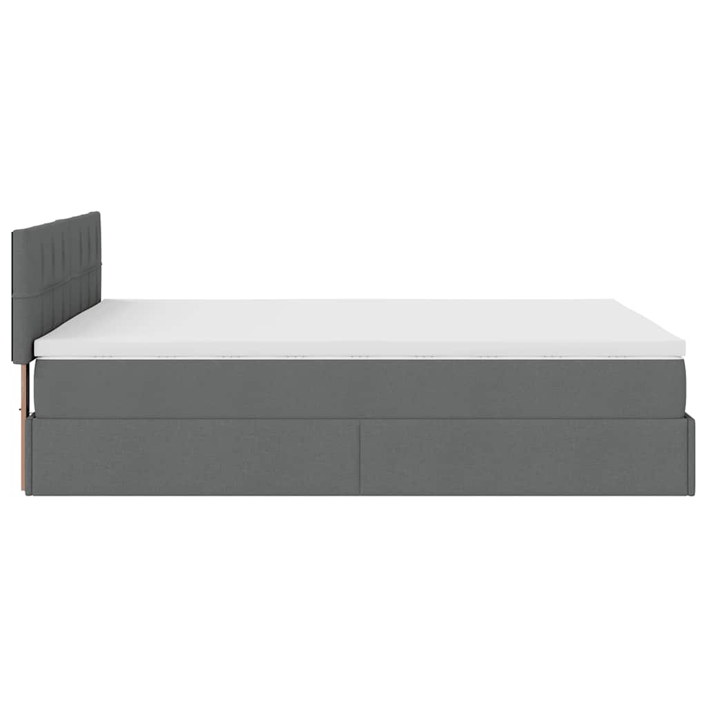 Ottoman-Bett mit Matratze Dunkelgrau 140x200 cm Stoff
